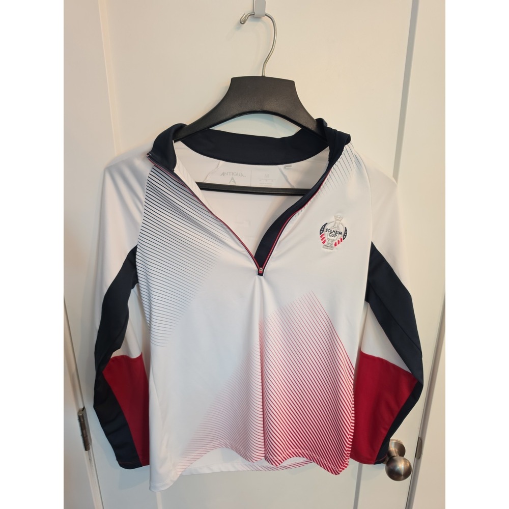 Antigua Solheim Cup Golf 1/4 Zip Pullover Jacket Womens Medium White Red Blue M
